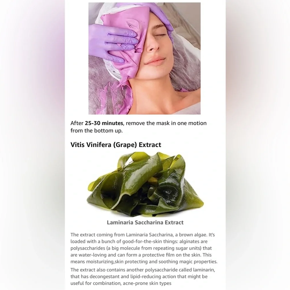 Alginate Facial Mask Red Grapes | Professional Peel-Off Beauty Salon Procedure